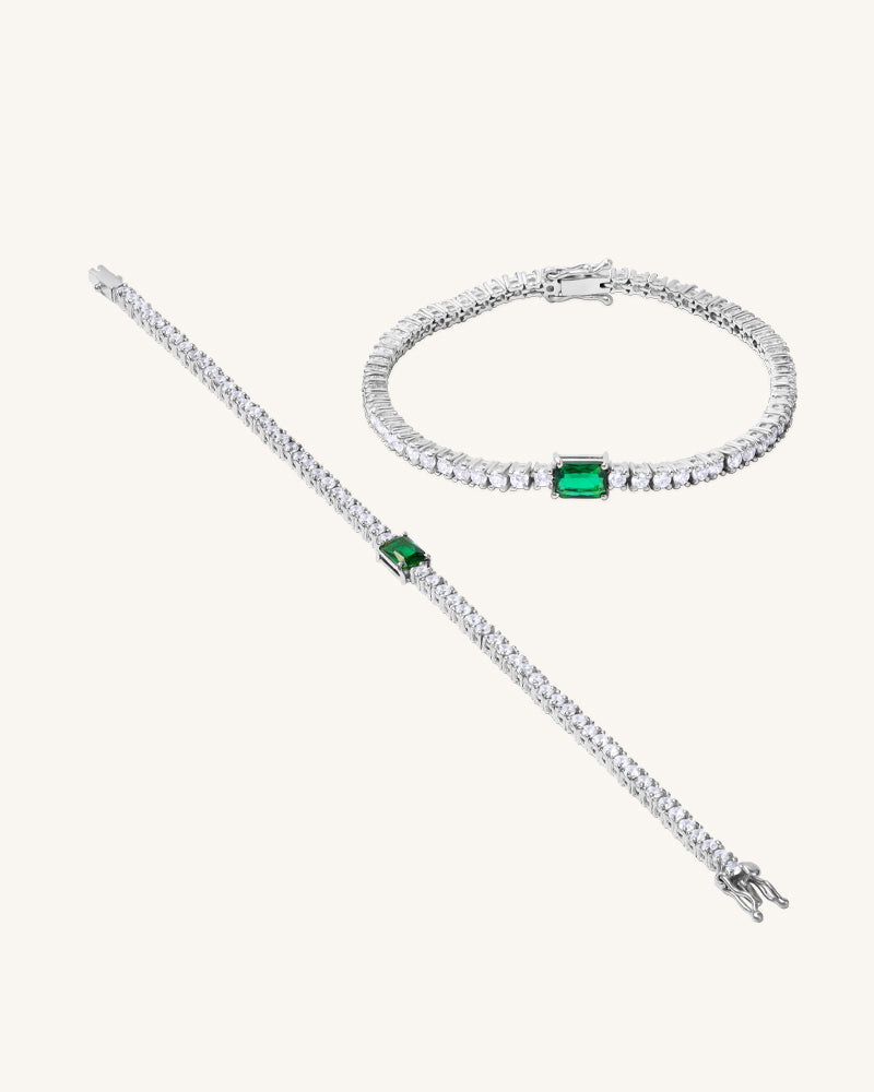 The Emerald Tennis Bracelet – Silver