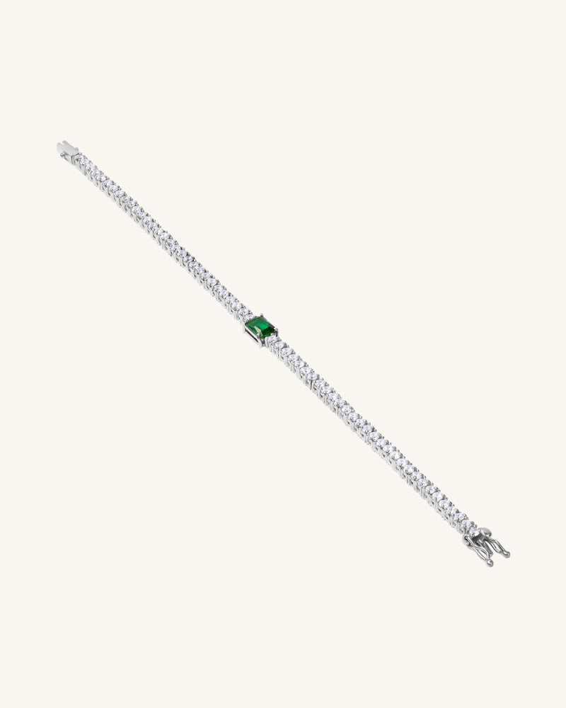 The Emerald Tennis Bracelet – Silver