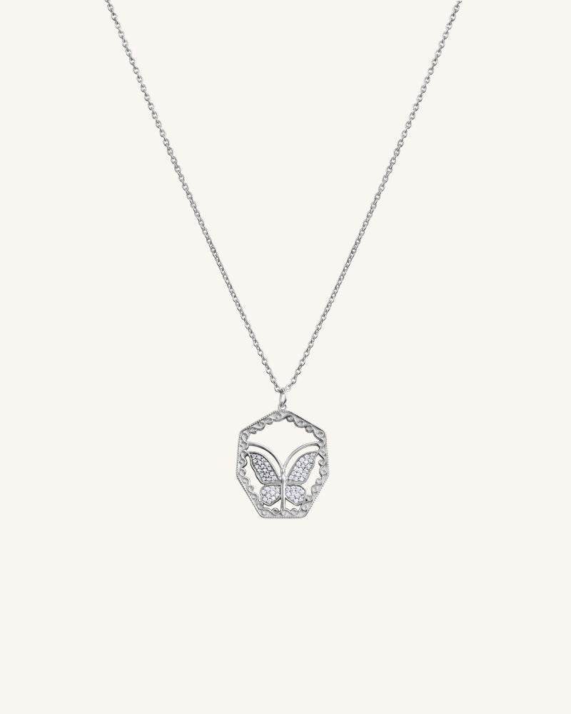 The Butterfly Emblem Necklace – Silver