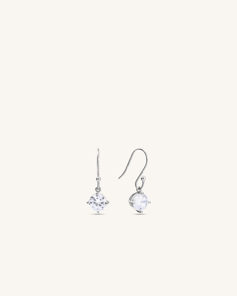 Solitaire Drop Earrings – Silver