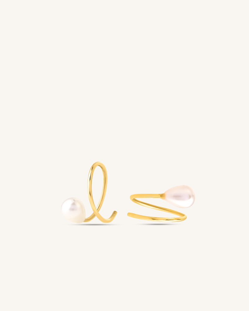 Pearl Whisper Hoops – Gold