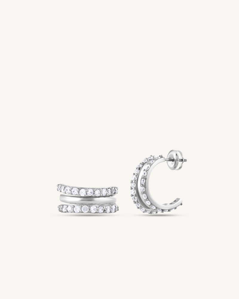 Triple Stacked Earrings – Silver