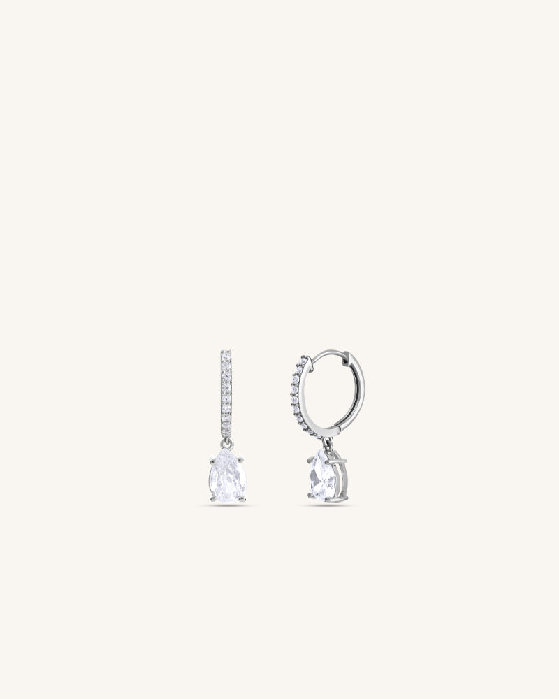 Teardrop Hoops – Silver