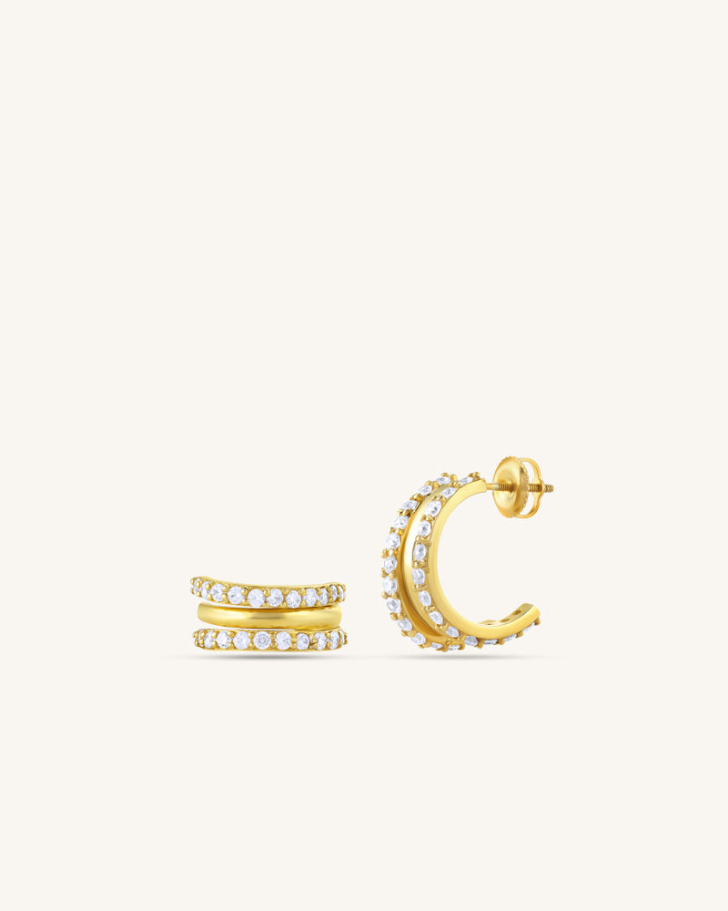 Triple Stacked Earrings – Gold