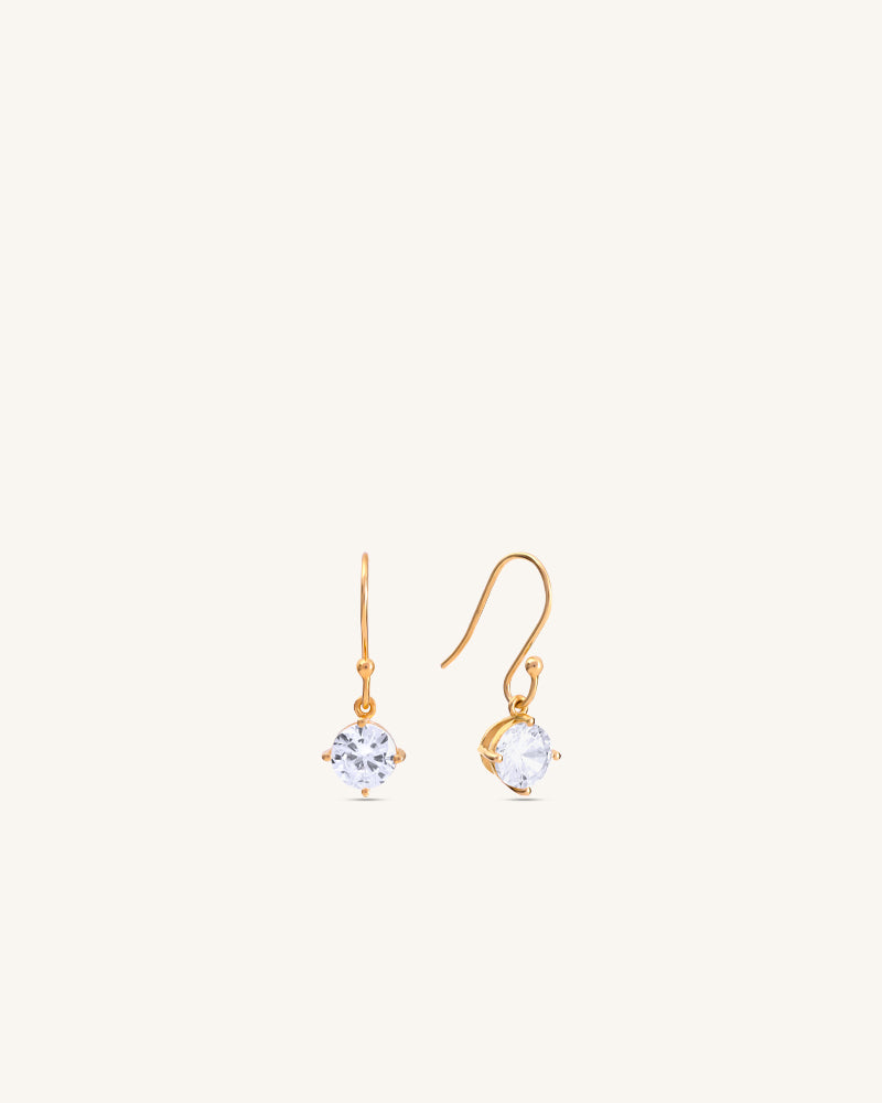 Solitaire Drop Earrings – Gold