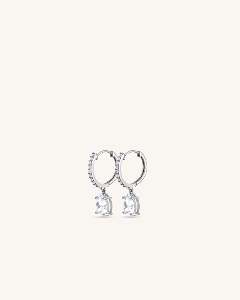 Teardrop Hoops – Silver