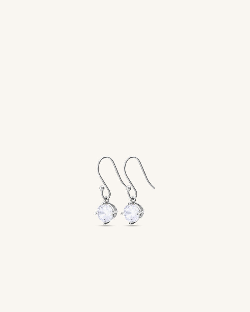 Solitaire Drop Earrings – Silver