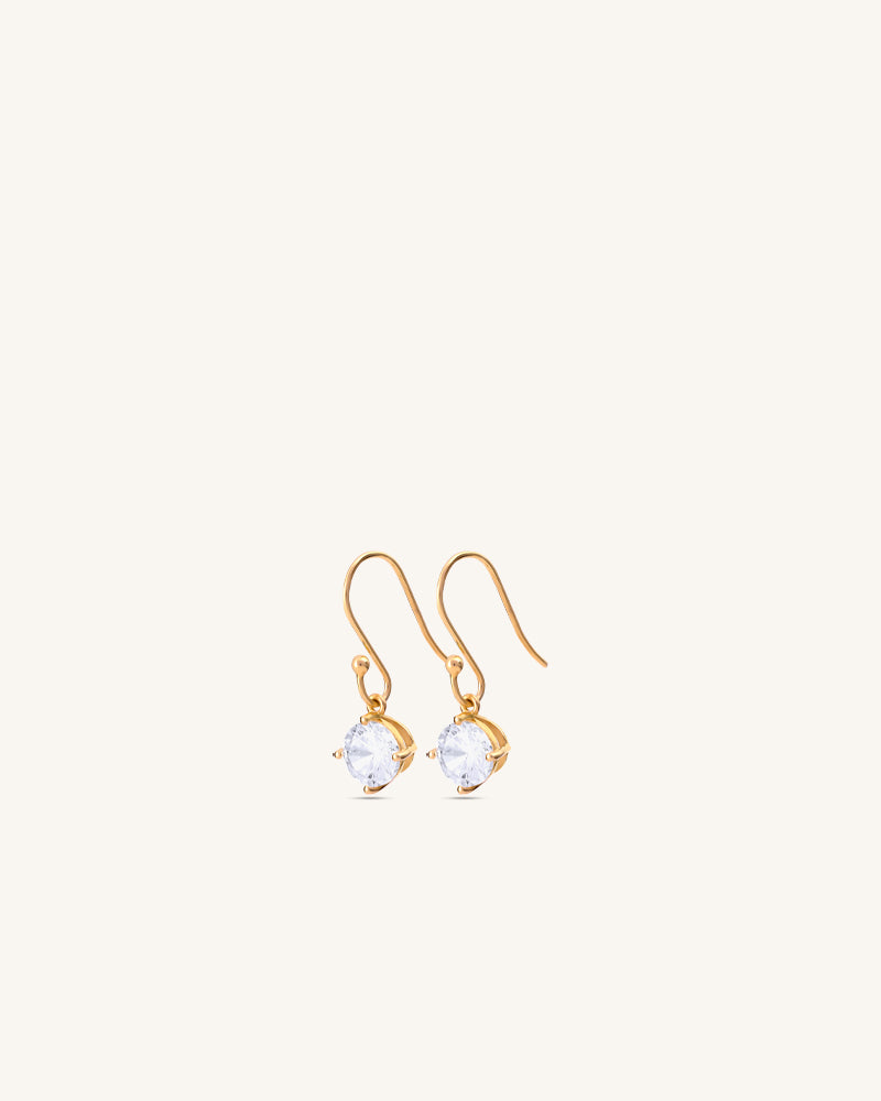 Solitaire Drop Earrings – Gold