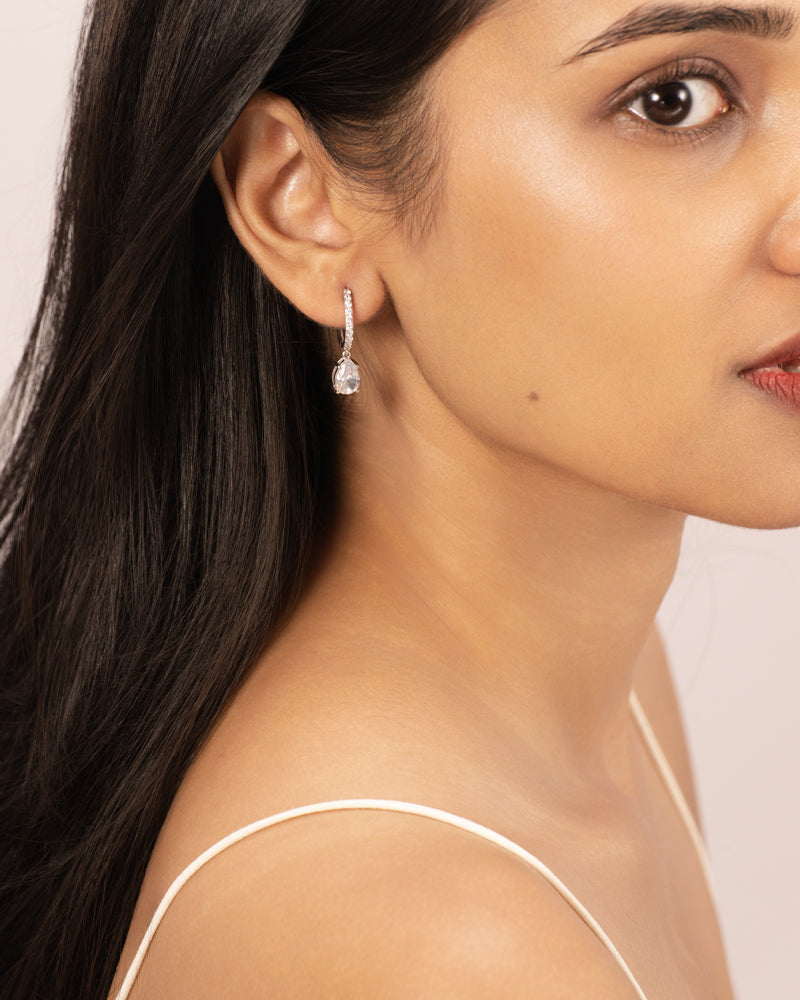 Teardrop Hoops – Silver