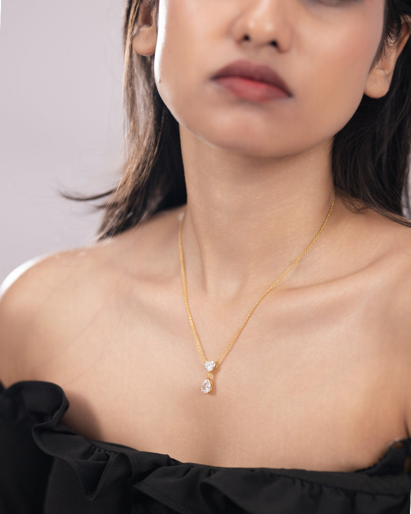 The Duo Drop Necklace – Gold