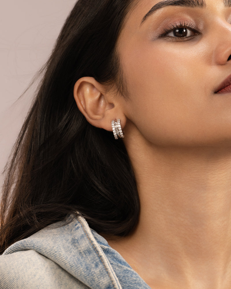 Triple Stacked Earrings – Silver