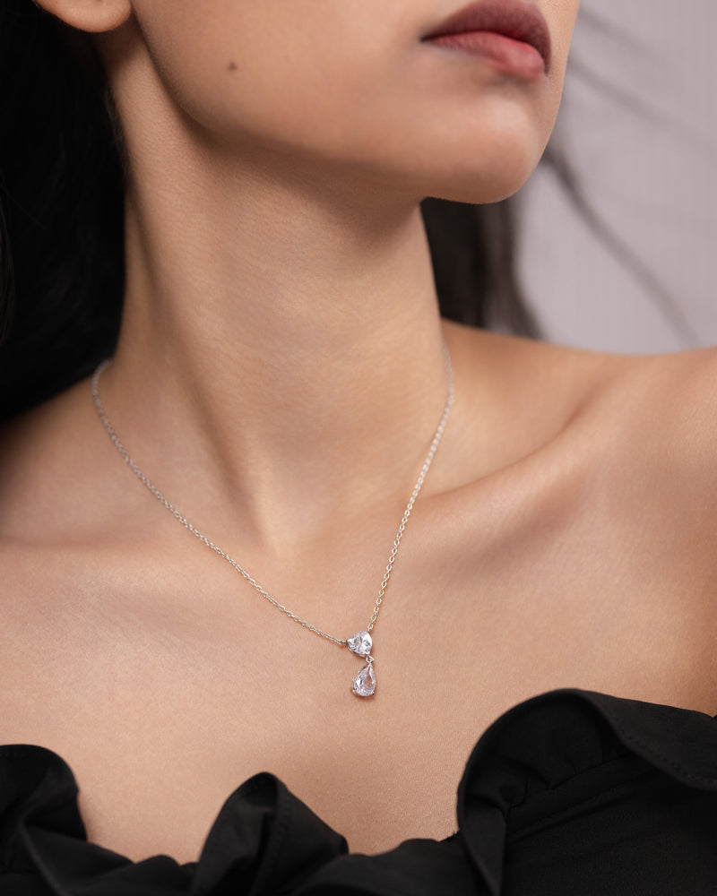 The Duo Drop Necklace – Silver