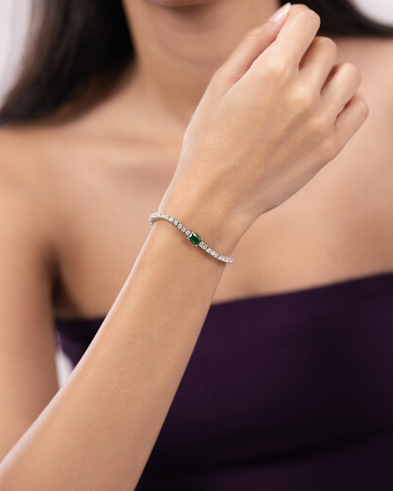 The Emerald Tennis Bracelet – Silver