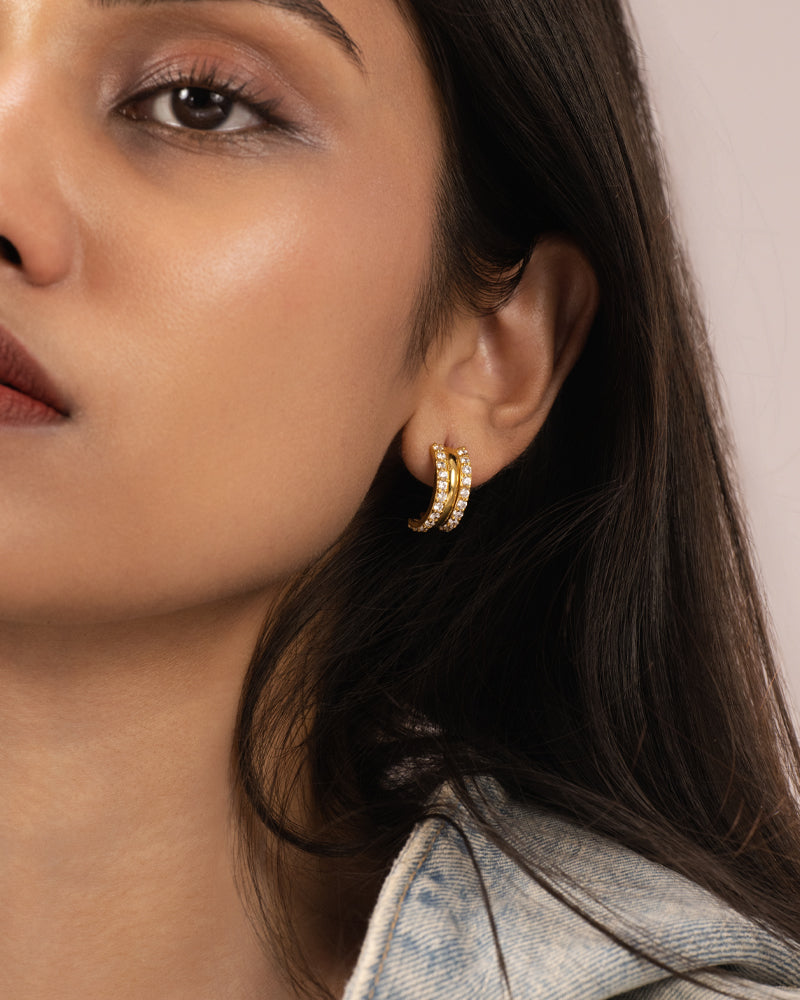 Triple Stacked Earrings – Gold