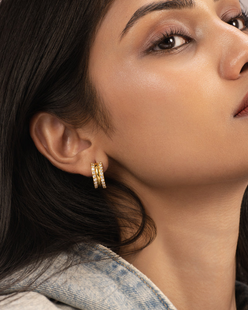 Triple Stacked Earrings – Gold