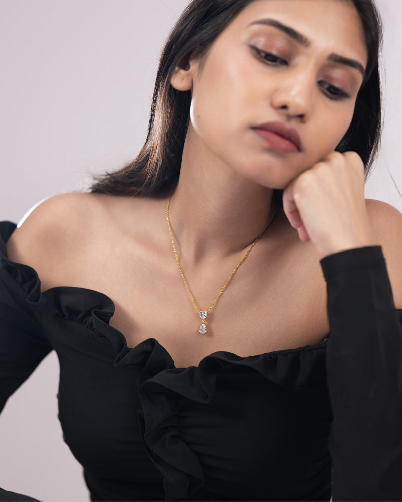 The Duo Drop Necklace – Gold