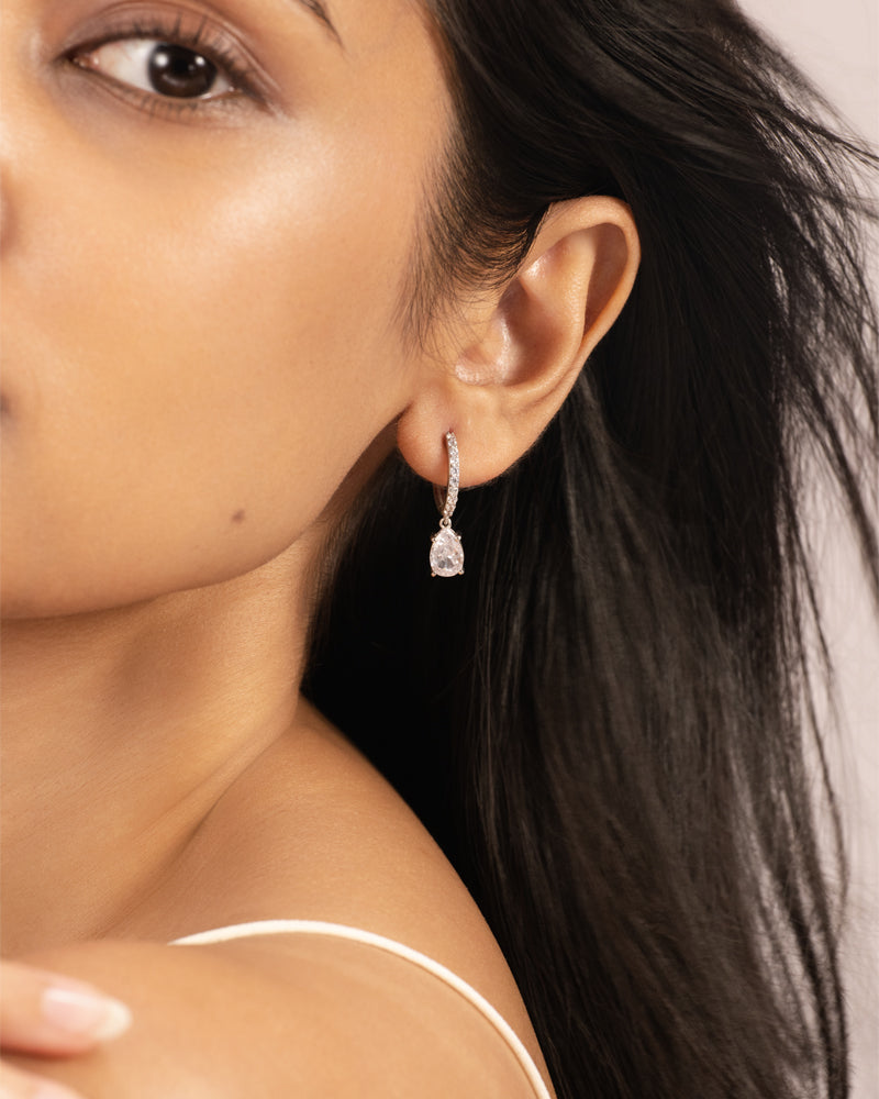 Teardrop Hoops – Silver