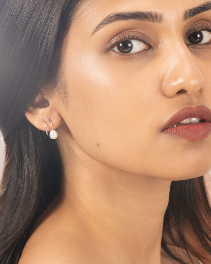 Pearl Whisper Hoops – Silver