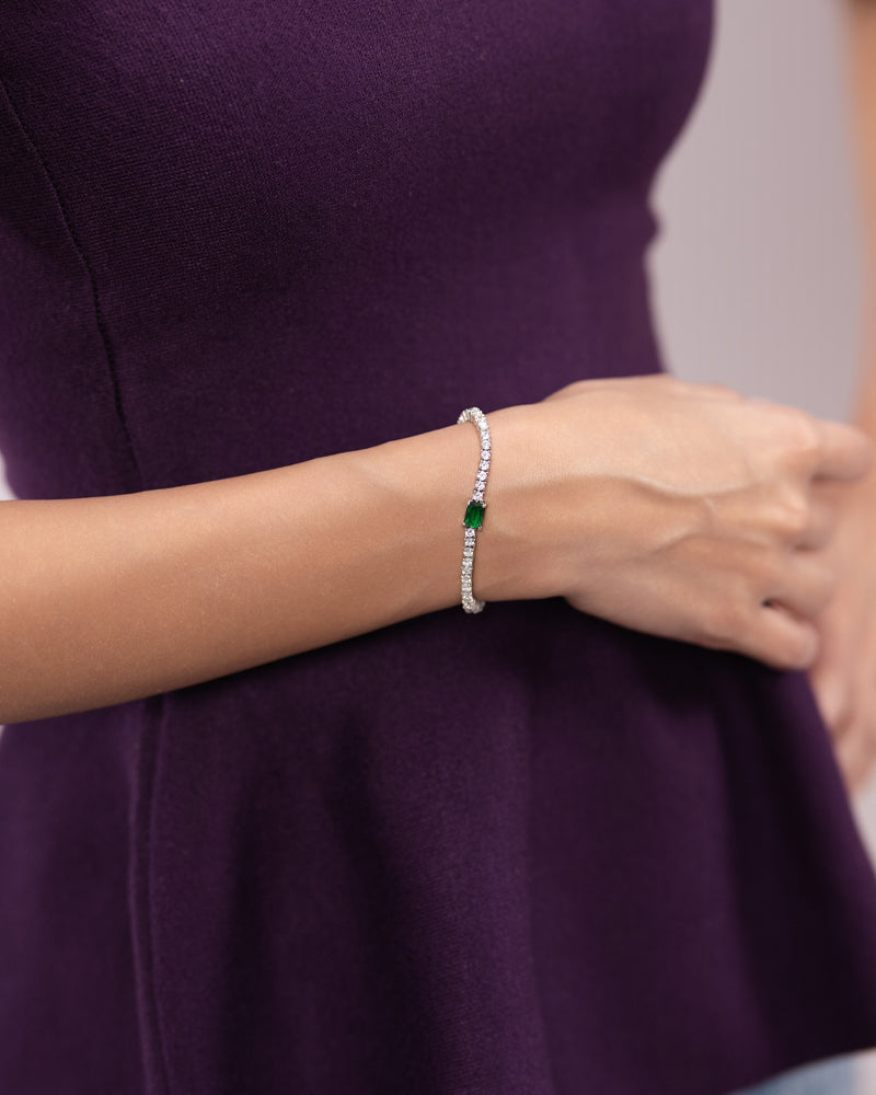 The Emerald Tennis Bracelet – Silver