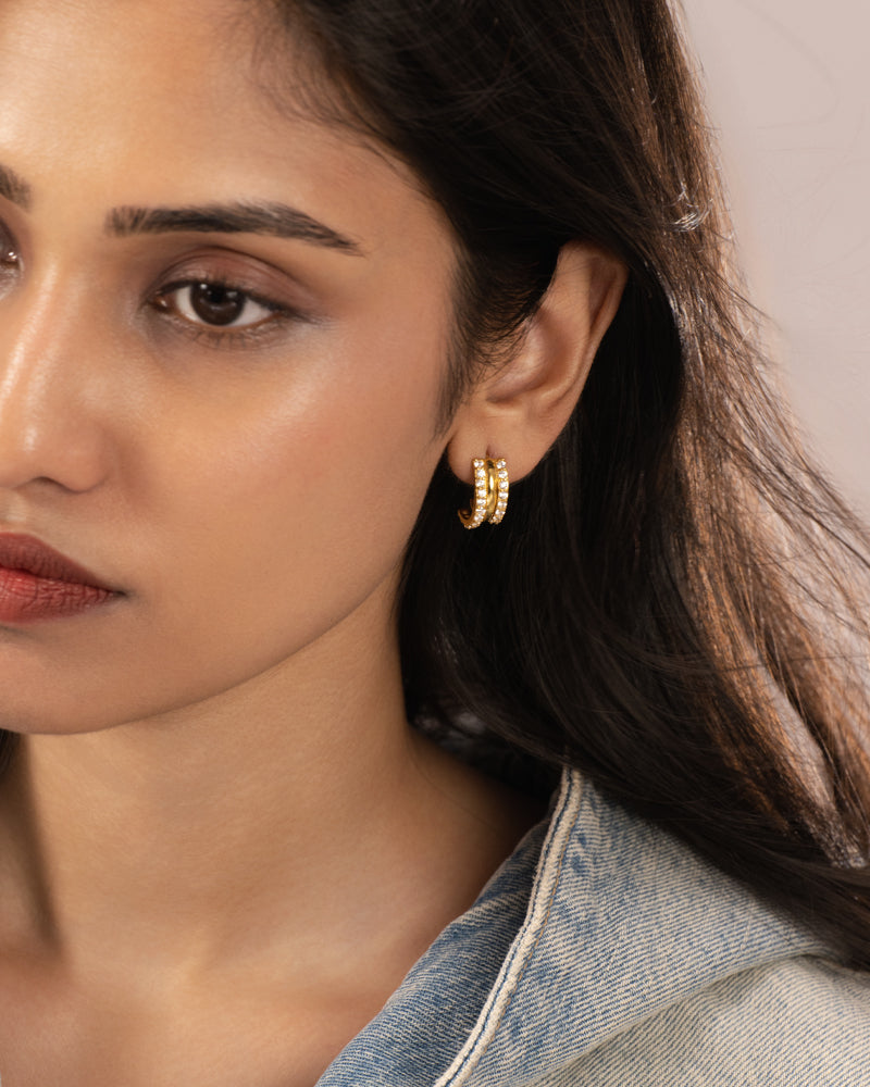 Triple Stacked Earrings – Gold