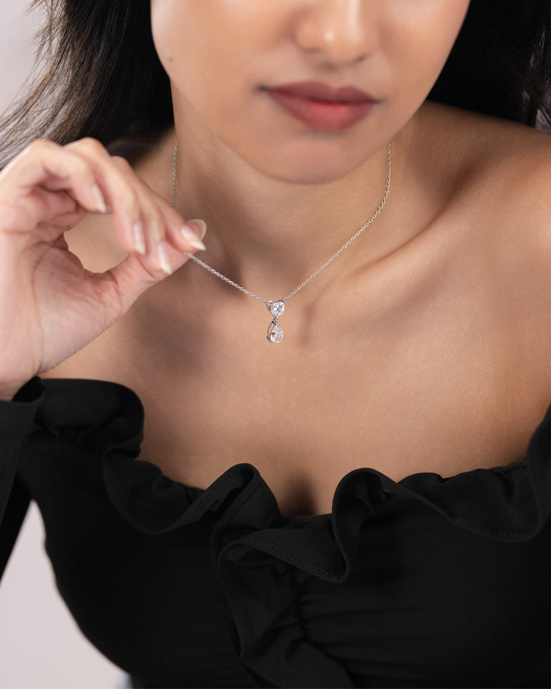 The Duo Drop Necklace – Silver