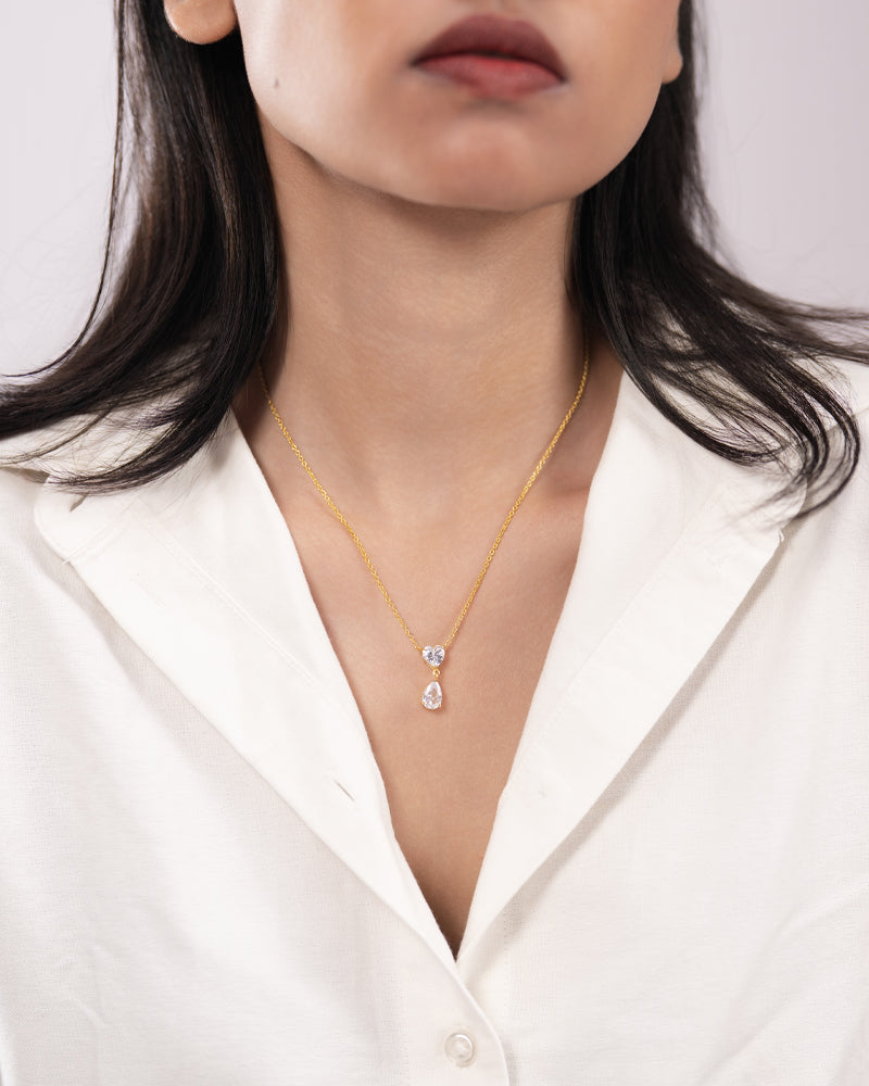 The Duo Drop Necklace – Gold