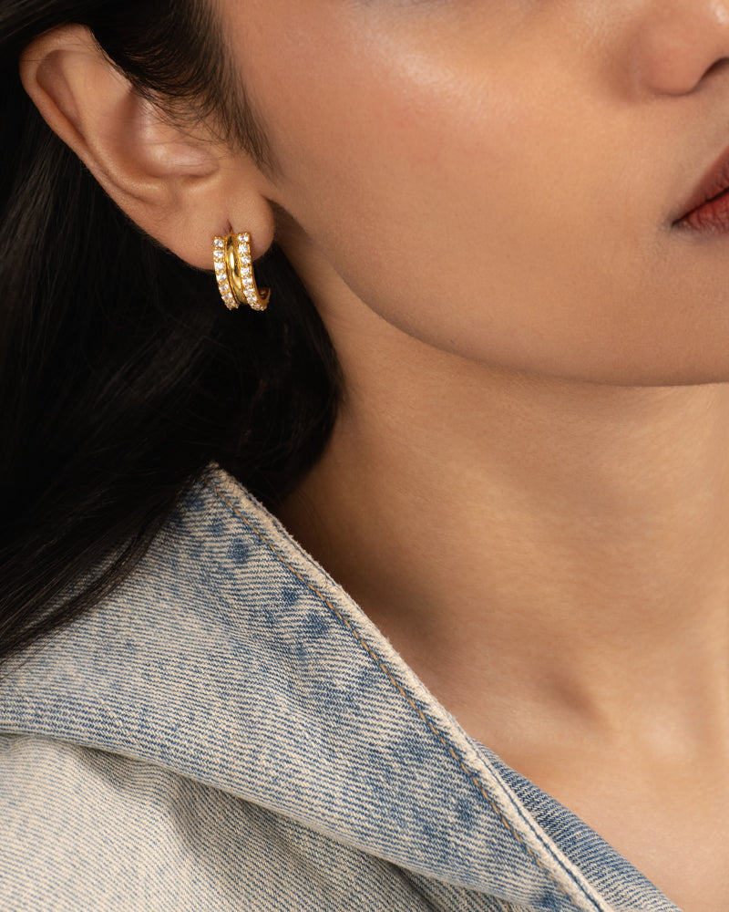 Triple Stacked Earrings – Gold