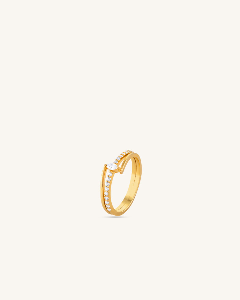Marquise Double Band Ring – Gold