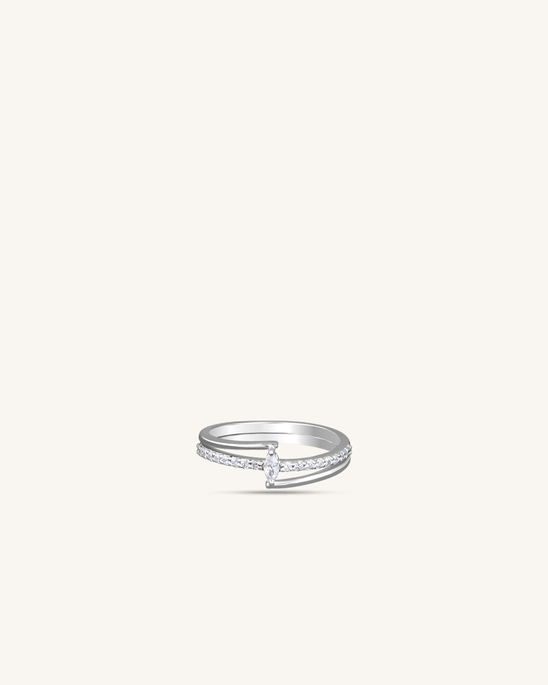 Marquise Double Band Ring – Silver