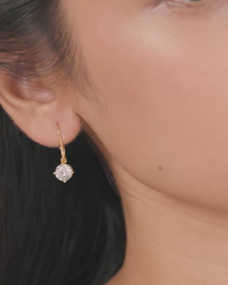 Solitaire Drop Earrings – Gold