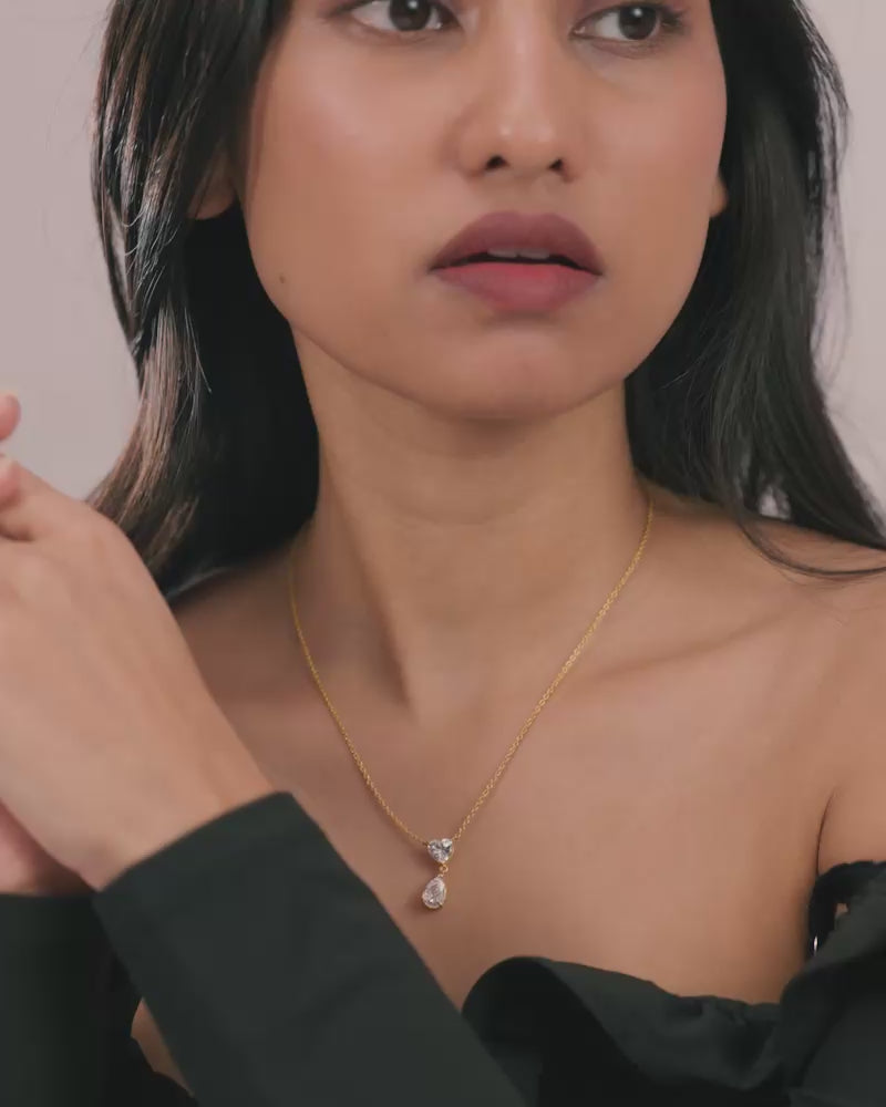 The Duo Drop Necklace – Gold