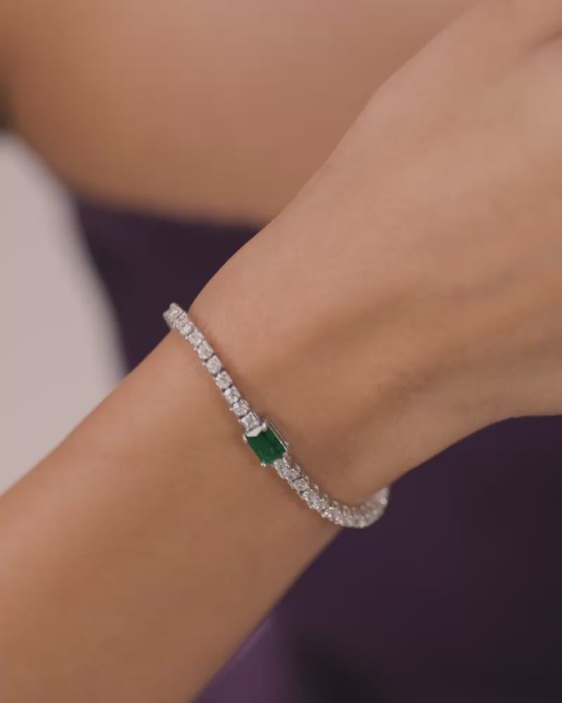 The Emerald Tennis Bracelet – Silver
