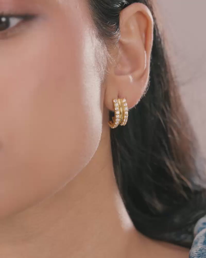 Triple Stacked Earrings – Gold