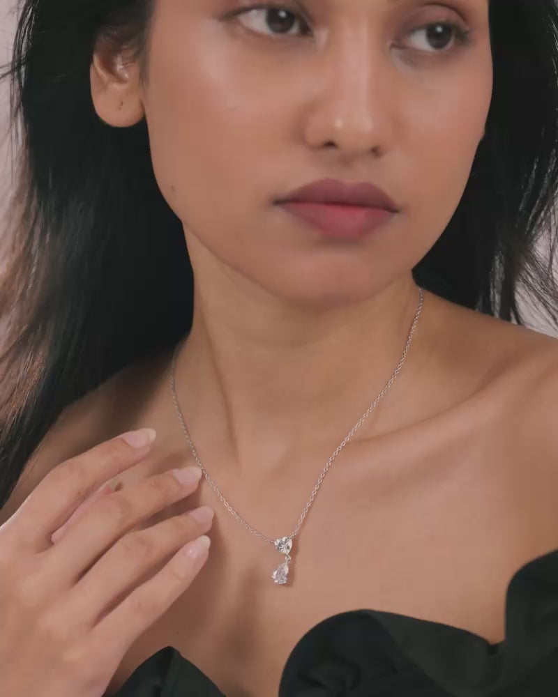 The Duo Drop Necklace – Silver