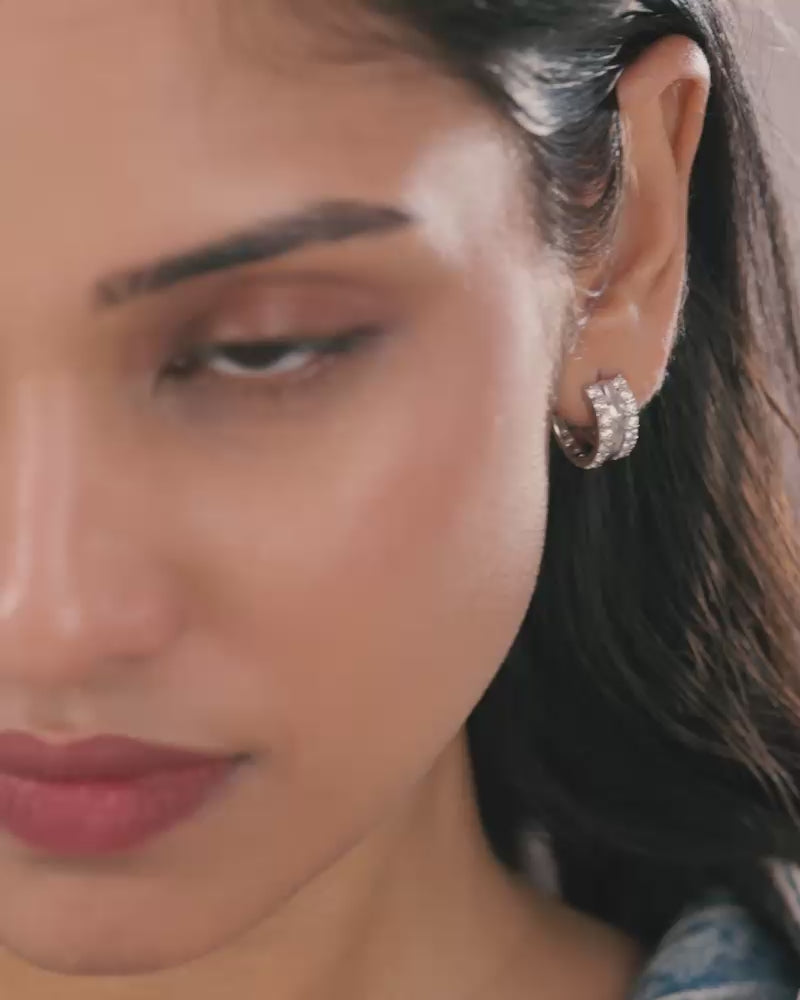 Triple Stacked Earrings – Silver