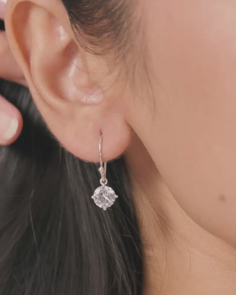 Solitaire Drop Earrings – Silver